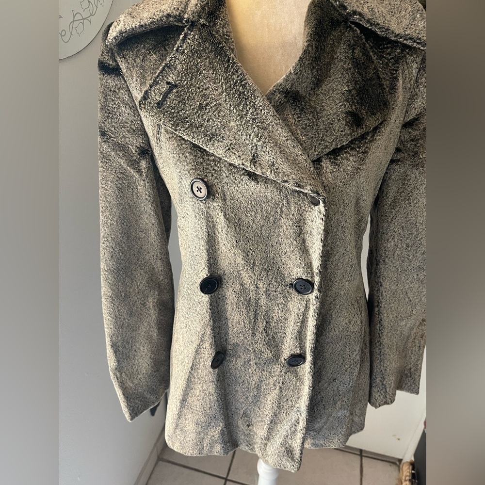 Hilfiger Double Breasted Gray Velvet Jacket Made in Italy Size 2